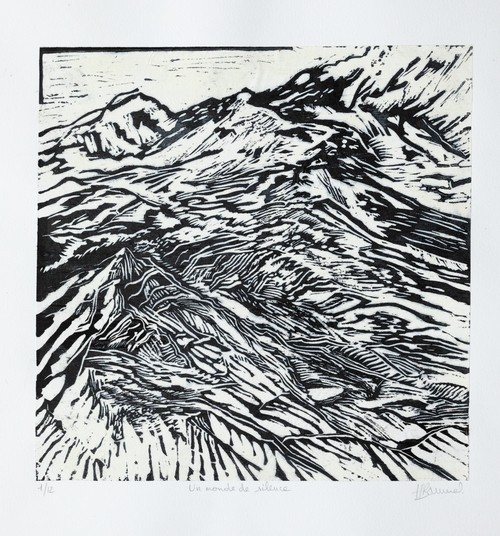 un monde de silence_2022_linogravure_30x30cm_ 1